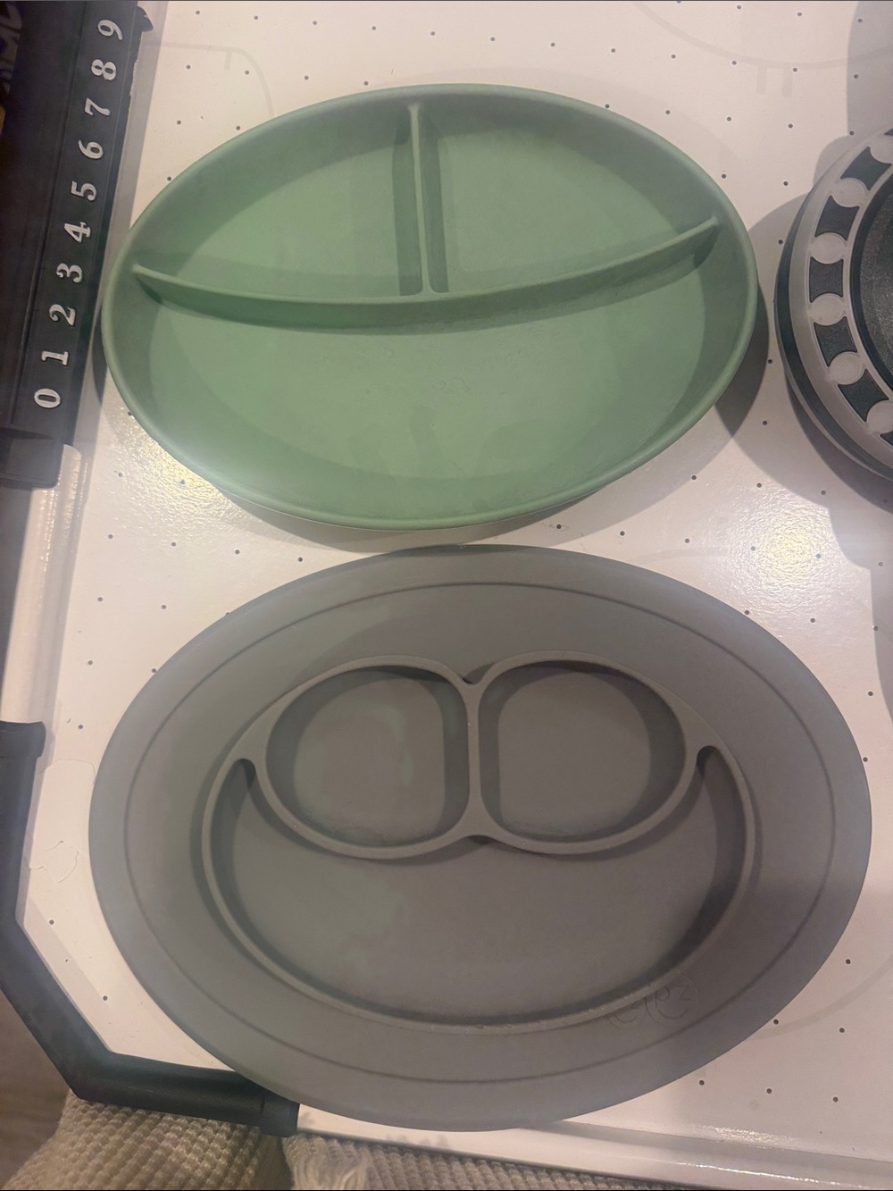 Silicone Divided suction Kids Plates - Sage Green & Gray 2